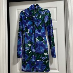 Richard Quinn Velvet Fitted Long Sleeve Dress - UK Size 12 / US Size 8